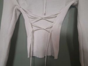 White Fully Backless Party Wear Top