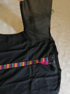 Black Kurta With Beautiful Multicolour Line