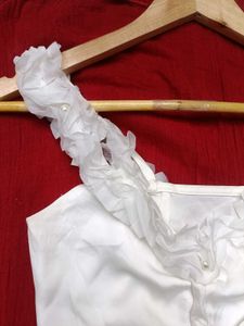 Ruffle Trim Tie-Front Corset Top