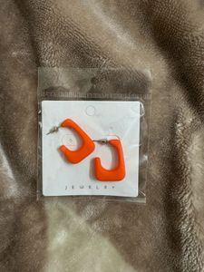 Orange Baguette Earrings