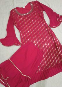Pink Sequins Kurti & Sharara