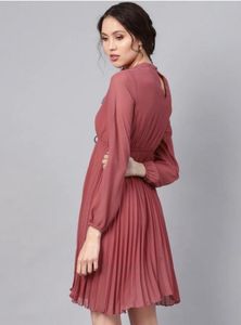 Dusty Rose Pleated Midi Dress