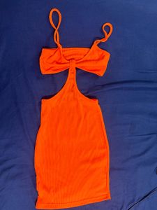 Orange Cutout Mini Dress