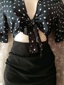 Chic Black Polka Dot Bodycon Dress