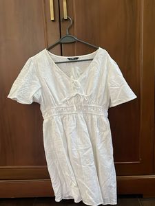 White Short Sleeve Mini Dress