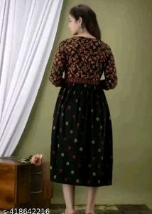 Trendy Black Floral Printed Anarkali Kurti