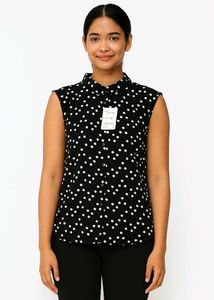 Trendy New Polka Dot Sleeveless Blouse