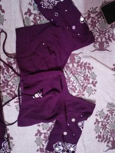 Purple Partywear Saree With Blouse