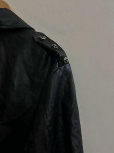 Vintage Cropped Leather Moto Rider Jacket