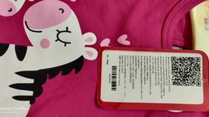FirstCry Pink Zebra Print Pajama Set (9-12M)