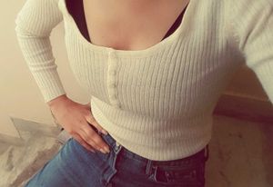 Cute White Ribbed Longsleeve Top