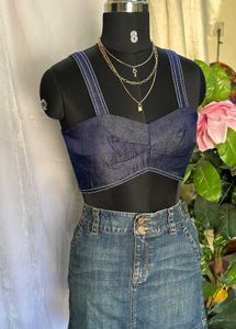 Dance with me - crop top in denim blue