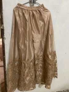 Nude Golden Embroidered Weading Dress