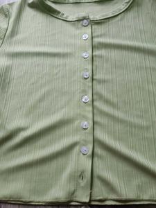 Green Button-Up Top
