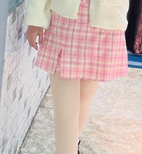 Pink Plaid Mini Skirt