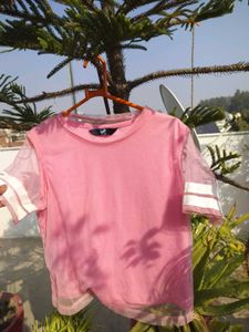 Pink Top with Mesh Sleeves