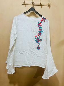 Floral Embroidered White Blouse