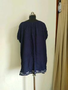 plus size Embroidered Navy Blue Top