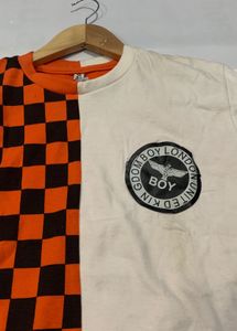 Orange &amp; White Checked Boys’ T-Shirt Chest 36