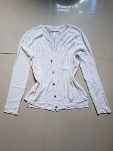 White Full Sleeve Knit Top
