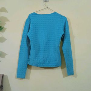 Teal Striped Long Sleeve Top