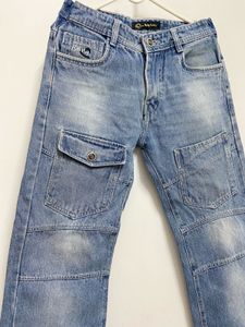 BEING HUMAN LIGHT BLUE WIDE LEG DENIM  JEANS