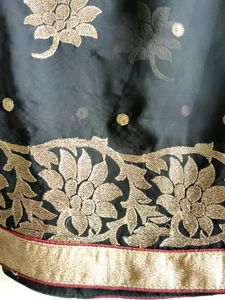 Black Golden Embroidered Saree With Blouse