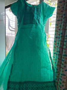 Green Embroidered Kurta