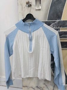 Stylish Blue & White Knit Top