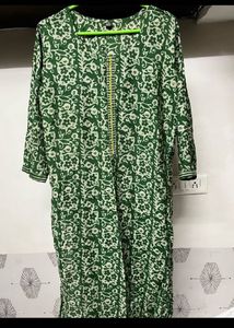 Green Floral Print Kurta