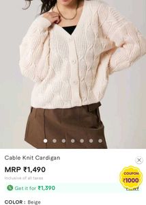 Cable Kint Off White Cardigan