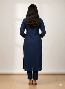 Elegant Navy Blue Embroidered Kurta