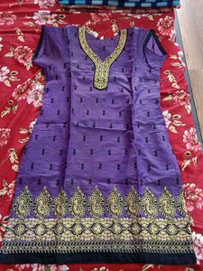 Purple Colour Kurta With Black Salwar