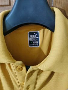 Puma Ferrari Logo Yellow Polo Shirt M