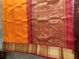 Mango Yellow And Maroon Traditional Silk Saree