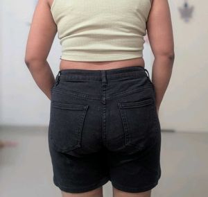 Black Denim Shorts