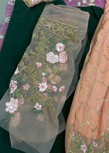 Peach Gorgeous Kurti Top With Shawl And Patchwork