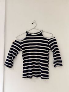 Striped Cold Shoulder Top