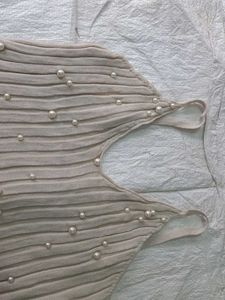 Pearl Embellished Knit Halter Top