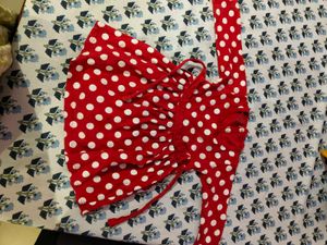 Heart Print Layered Dress With Micky Mouse Tshirt