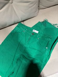 Zara Green Denim Jeans
