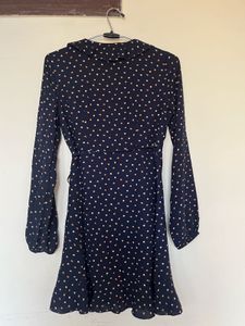 Polka Dot Ruffle Wrap Around Dress