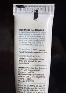 Plum Sunscreen SPF 50 Niacinamide