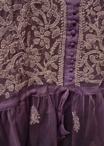 Purple Embroidered Chikankari Top