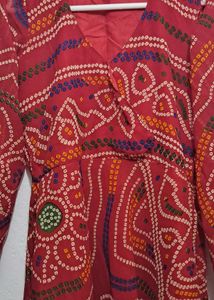 Red Bandhani Print Dress
