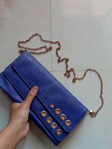 Attractive Blue Sling Bag With Chain