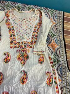 Elegant Embroidered White Kurta