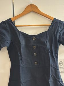 Navy Blue Mini Dress with Ruffle Hem