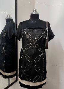 Black Sequin Straight Dress