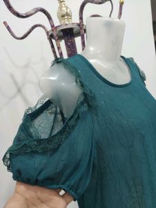 Emerald Green Cold Shoulder Top